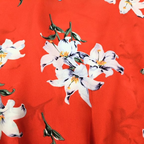 Sienna Sky Orange Floral Print V-Neck Button Top - Picture 8 of 8